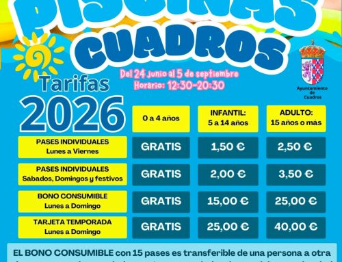 Piscinas municipales de Cuadros – Tarifas 2026